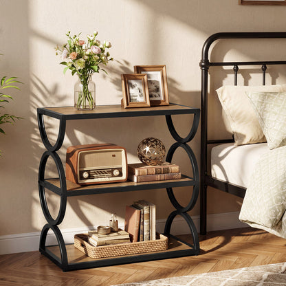 Tribesigns 23.6-Inch Nightstand with 3-Tier Storage Shelves and Circular Frame, Industrial Bedside Table for Bedroom and Small Spaces