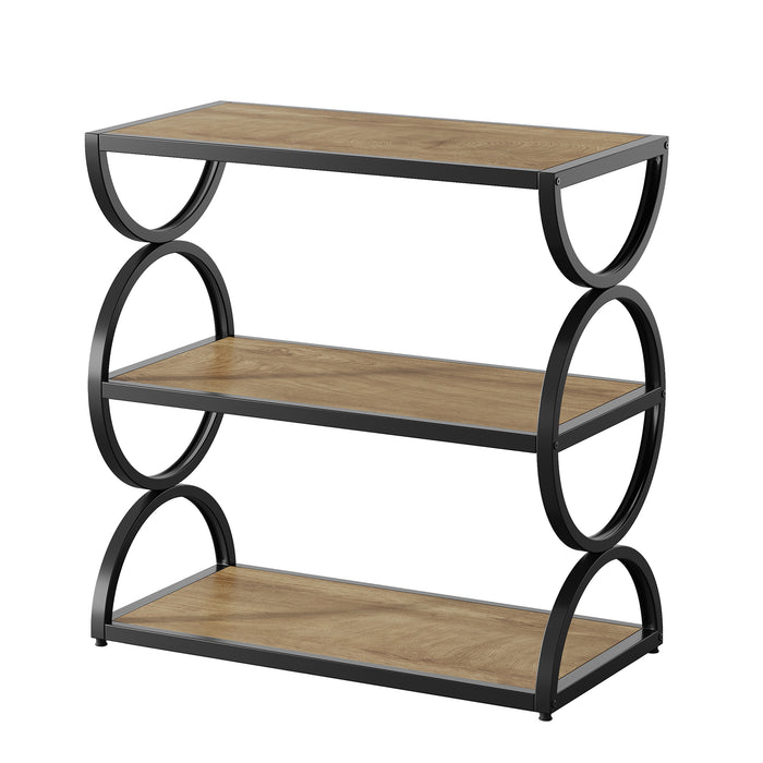Tribesigns 23.6-Inch Nightstand with 3-Tier Storage Shelves and Circular Frame, Industrial Bedside Table for Bedroom and Small Spaces