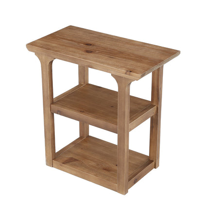 Tribesigns 23.6-Inch Solid Wood End Table with 3-Tier Storage, Farmhouse Side Table for Living Room