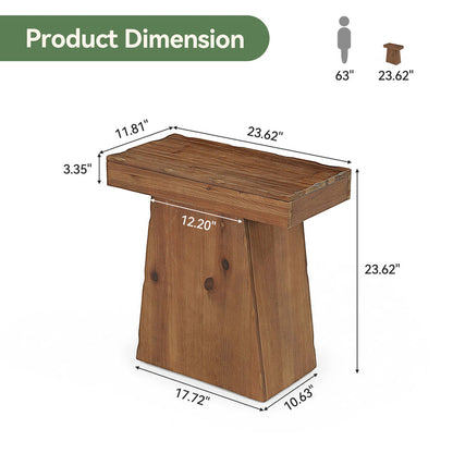 Tribesigns 23.6 Inch Solid Wood Side Table with Trapezoid Base, Rustic End Table for Small Spaces