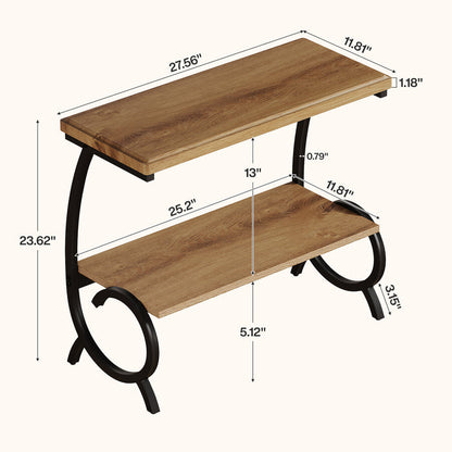 Tribesigns 23.6-Inch Tall 2-Tier End Table, Narrow Couch Side Table with J-Shaped Metal Legs