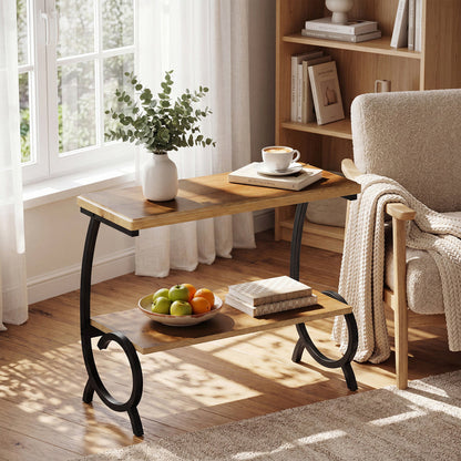 Tribesigns 23.6-Inch Tall 2-Tier End Table, Narrow Couch Side Table with J-Shaped Metal Legs