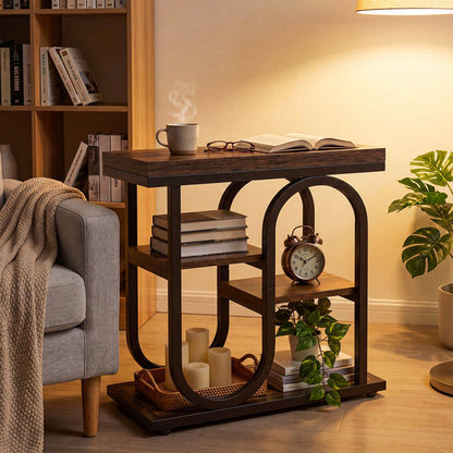 Tribesigns 23.62-Inch Narrow End Table with 4-Tier Storage, S-Shaped Side Table for Living Room