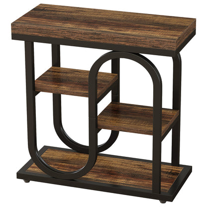 Tribesigns 23.62-Inch Narrow End Table with 4-Tier Storage, S-Shaped Side Table for Living Room