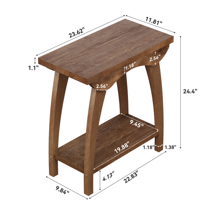 Tribesigns 23.62-Inch Solid Wood End Table with Lower Shelf, Farmhouse Side Table for Living Room