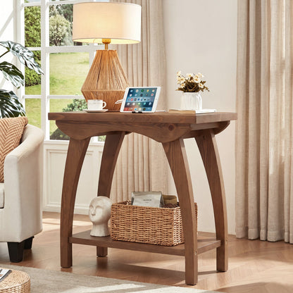 Tribesigns 23.62-Inch Solid Wood End Table with Lower Shelf, Farmhouse Side Table for Living Room