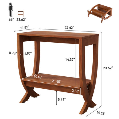 Tribesigns 23.62" Small Solid Wood Side Table with Arched Legs, 2-Tier End Table for Sofa Side