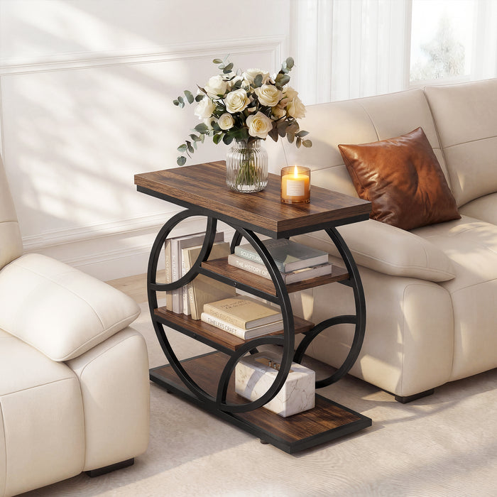 Tribesigns 25.59" Side Table, 4-Tier Narrow End Table for Living Room Bedroom
