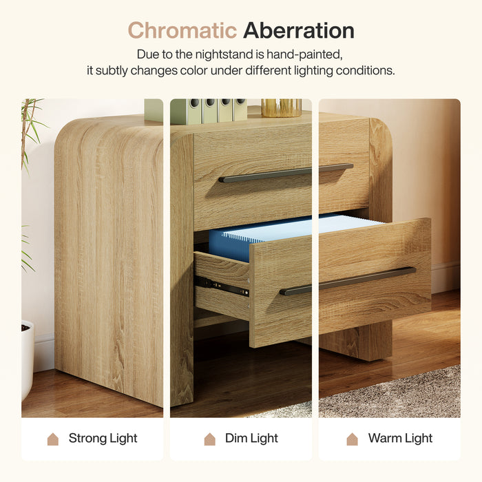 Tribesigns 27.55 Inch 2-Drawer Nightstand with Curved Edges, Modern Bedside Table for Bedroom