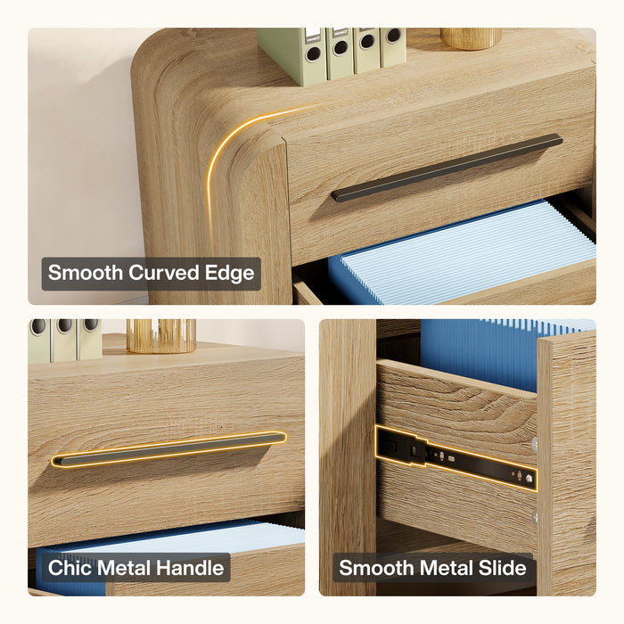 Tribesigns 27.55 Inch 2-Drawer Nightstand with Curved Edges, Modern Bedside Table for Bedroom