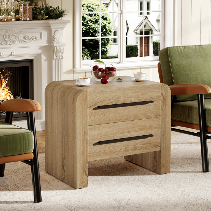 Tribesigns 27.55 Inch 2-Drawer Nightstand with Curved Edges, Modern Bedside Table for Bedroom