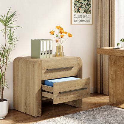 Tribesigns 27.55 Inch 2-Drawer Nightstand with Curved Edges, Modern Bedside Table for Bedroom