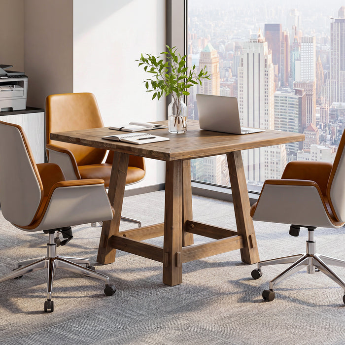 Tribesigns 31.49-Inch Solid Wood Conference Table for 4, Square Meeting Table for Home Office
