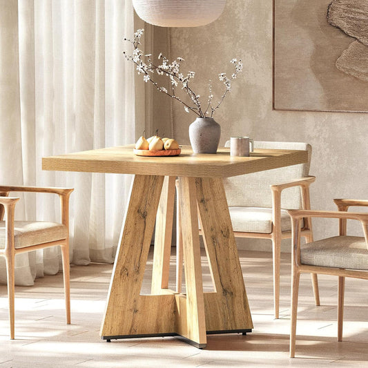 Tribesigns 31.5-Inch Farmhouse Square Dining Table for 4, Small Kitchen Table with Pedestal Base
