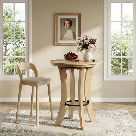 Tribesigns 31.5-Inch Round Counter Height Dining Table with Curved Legs, Modern Farmhouse Kitchen Table for 2 People and Small Spaces
