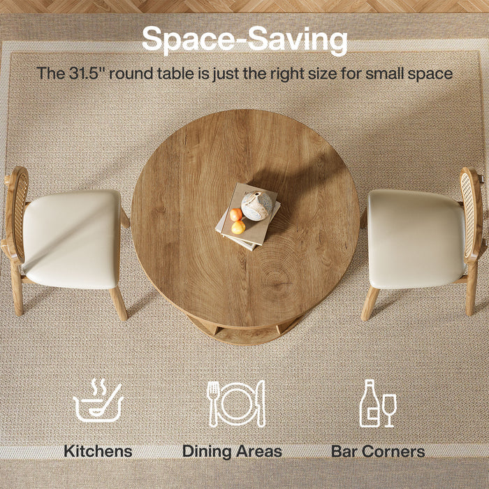 Tribesigns 31.5-Inch Round Dining Table for 2-4, Space-Saving Farmhouse Kitchen Table with 2-Tier Storage Shelf for Small Spaces