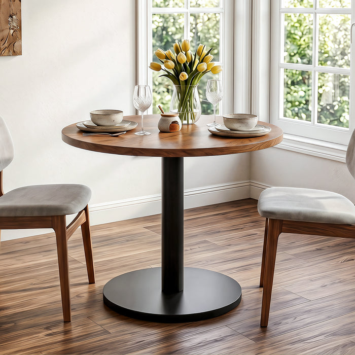 Tribesigns 31.5-Inch Round Dining Table with Black Metal Pedestal Base, Small Kitchen Table for 2-4 People in Dining Room