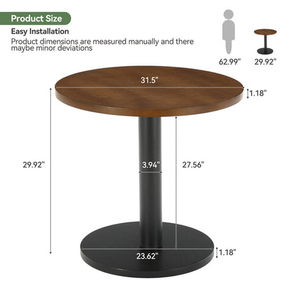 Tribesigns 31.5-Inch Round Dining Table with Black Metal Pedestal Base, Small Kitchen Table for 2-4 People in Dining Room