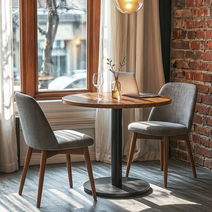 Tribesigns 31.5-Inch Round Dining Table with Black Metal Pedestal Base, Small Kitchen Table for 2-4 People in Dining Room