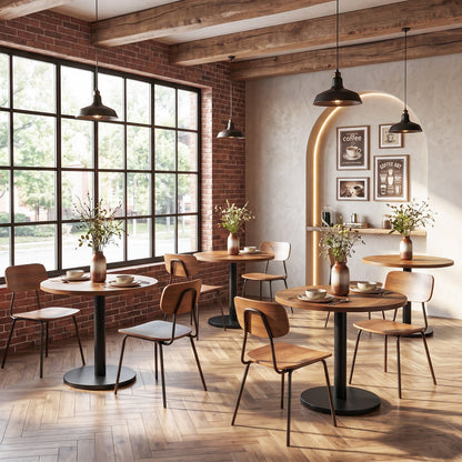 Tribesigns 31.5-Inch Round Dining Table with Black Metal Pedestal Base, Small Kitchen Table for 2-4 People in Dining Room