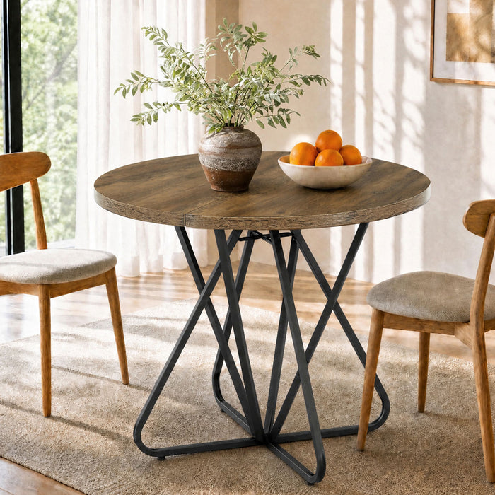Tribesigns 31.5-Inch Round Dining Table with Geometric Metal Base, Small Kitchen Table for 2-3 People
