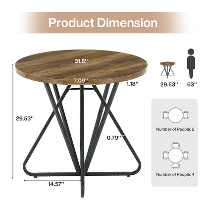 Tribesigns 31.5-Inch Round Dining Table with Geometric Metal Base, Small Kitchen Table for 2-3 People