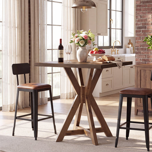 Tribesigns 31.5-Inch Solid Wood Dining Table with X-Frame, Farmhouse Kitchen Table for 2-4