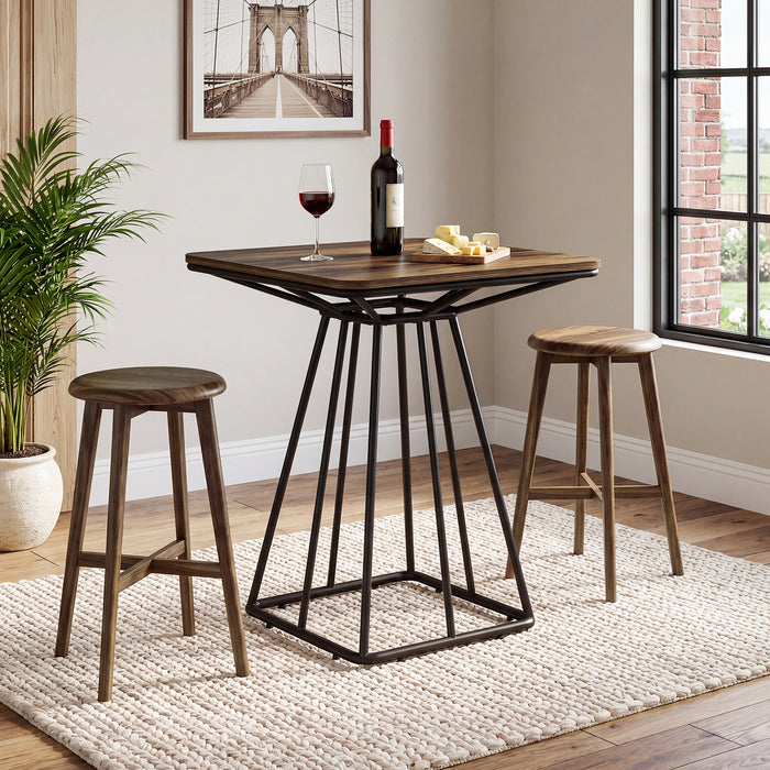 Tribesigns 31.5 Inch Square Bar Table, Geometric Pedestal Base for Kitchen Dining and Bistro Spaces