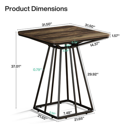 Tribesigns 31.5 Inch Square Bar Table, Geometric Pedestal Base for Kitchen Dining and Bistro Spaces