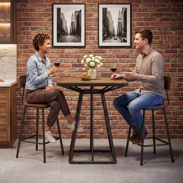 Tribesigns 31.5 Inch Square Bar Table, Geometric Pedestal Base for Kitchen Dining and Bistro Spaces