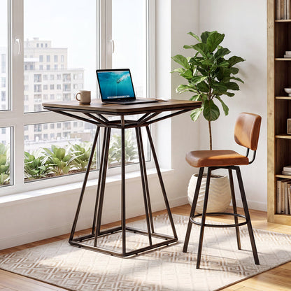 Tribesigns 31.5 Inch Square Bar Table, Geometric Pedestal Base for Kitchen Dining and Bistro Spaces