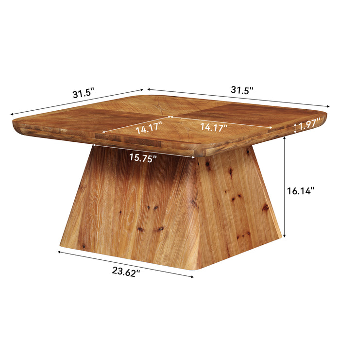Tribesigns 31.5-Inch Square Coffee Table, Classic Living Room Center Table with Pedestal Base for Modern Home