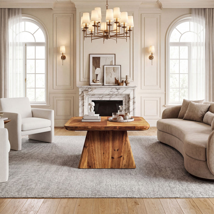 Tribesigns 31.5-Inch Square Coffee Table, Classic Living Room Center Table with Pedestal Base for Modern Home