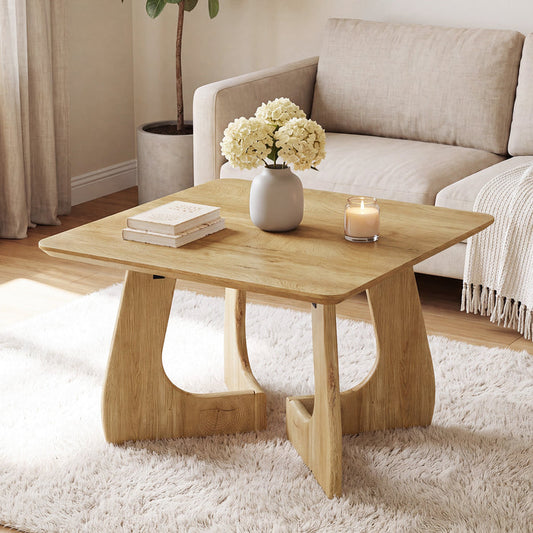 Tribesigns 31.5 Inch Square Coffee Table with Interlocking Legs, Mid-Century Table for Living Room