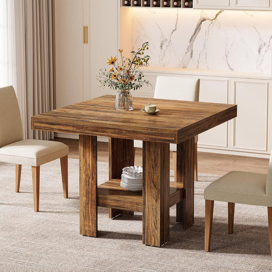 Tribesigns 31.5" Square Dining Table, Industrial Wooden Kitchen Table for Two in Small Spaces