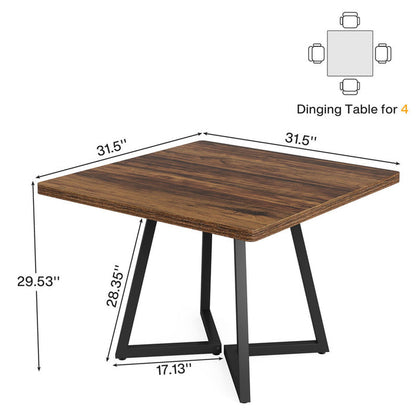 Tribesigns 31.5-Inch Square Dining Table for 4, Compact Kitchen Table with Geometric Metal Base#Colour_Brown