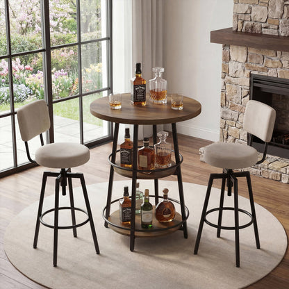 Tribesigns 35.4-Inch Round Bar Table, Counter Height Pub Table with Storage Shelves for Kitchen and Small Spaces