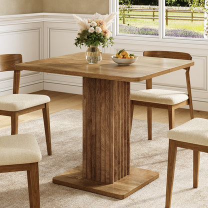 Tribesigns 35.43-Inch Small Dining Table with Fluted Pedestal Base, Modern Farmhouse Kitchen Table for 2-4 People
