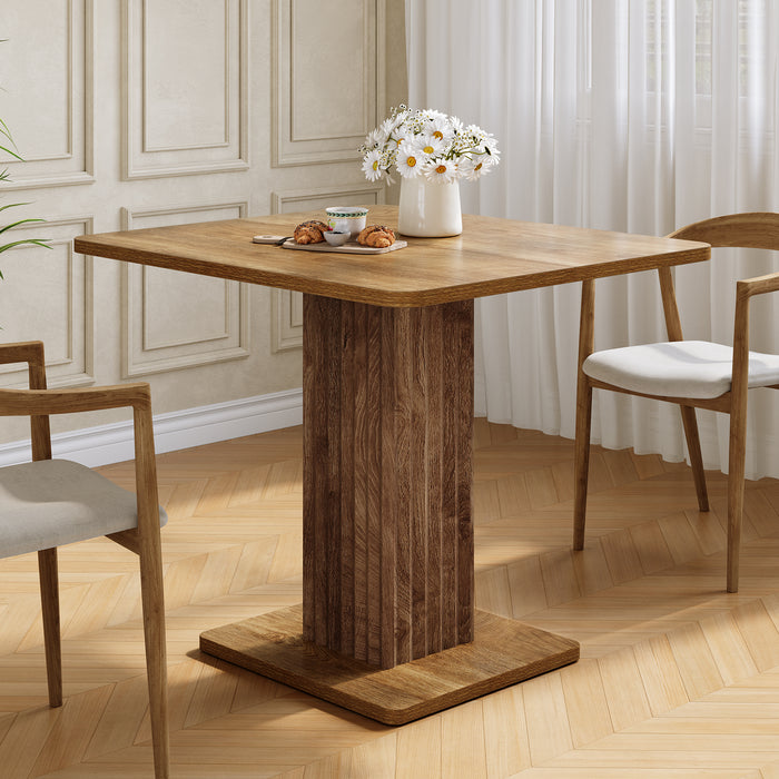 Tribesigns 35.43-Inch Small Dining Table with Fluted Pedestal Base, Modern Farmhouse Kitchen Table for 2-4 People