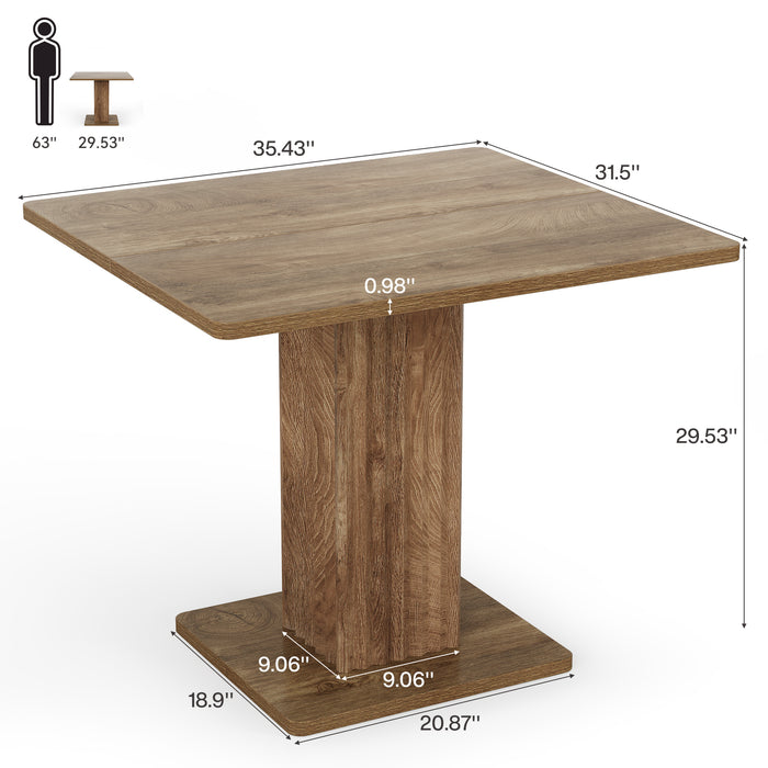 Tribesigns 35.43-Inch Small Dining Table with Fluted Pedestal Base, Modern Farmhouse Kitchen Table for 2-4 People