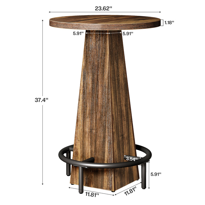 Tribesigns 37.4-Inch High Round Dining Table with Metal Footrest, Counter Height Kitchen Table for Small Dining Spaces