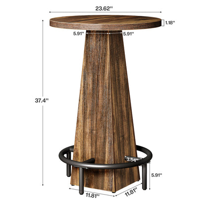 Tribesigns 37.4-Inch High Round Dining Table with Metal Footrest, Counter Height Kitchen Table for Small Dining Spaces
