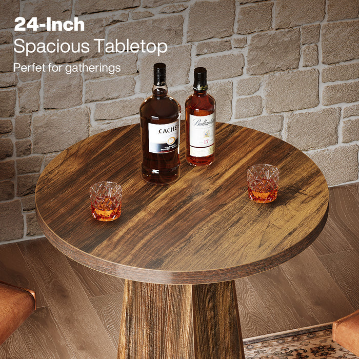 Tribesigns 37.4-Inch High Round Dining Table with Metal Footrest, Counter Height Kitchen Table for Small Dining Spaces