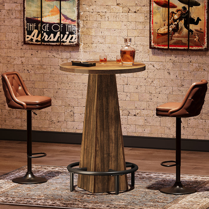 Tribesigns 37.4-Inch High Round Dining Table with Metal Footrest, Counter Height Kitchen Table for Small Dining Spaces