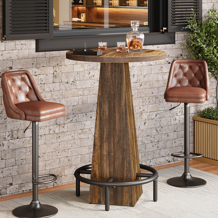 Tribesigns 37.4-Inch High Round Dining Table with Metal Footrest, Counter Height Kitchen Table for Small Dining Spaces