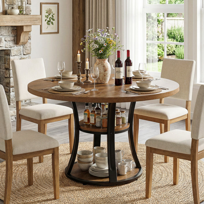 Tribesigns 39-Inch Round Dining Table for 2-4, 2-Tier Pedestal Table with Storage