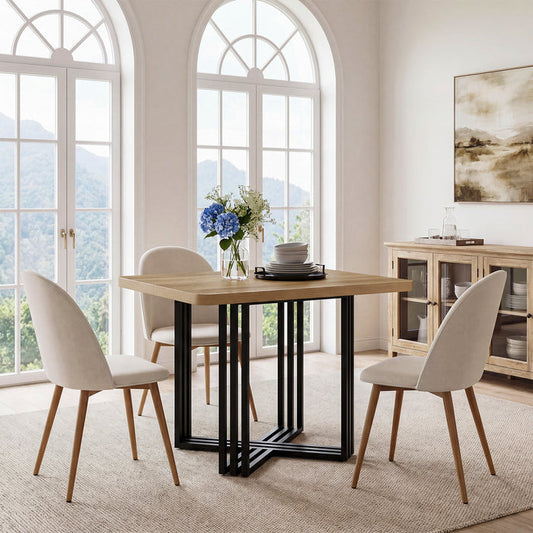 Tribesigns 39.37-Inch Dining Table for 4, Industrial Farmhouse Kitchen Table with Wood Grain Finish