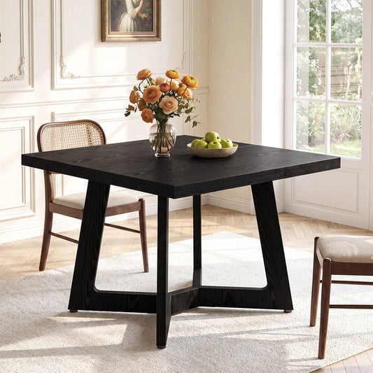 Tribesigns 39.37-Inch Square Dining Table for 2-4, Modern Black Kitchen Table with Stable Frame