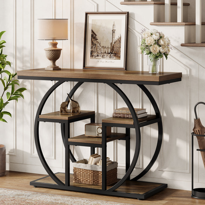 Tribesigns 41 Inch Industrial Console Table with Storage, 4 Tier Narrow Sofa Table for Entryway Living Room
