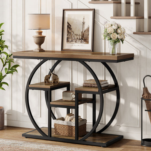 Tribesigns 41 Inch Industrial Console Table with Storage, 4 Tier Narrow Sofa Table for Entryway Living Room